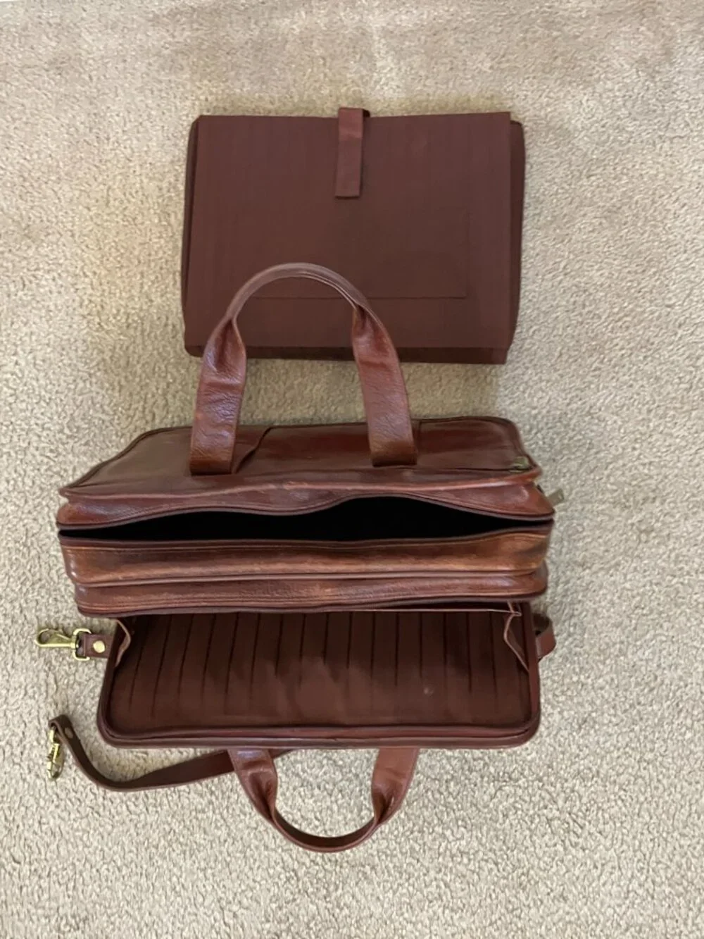 Vintage Full-Grain Leather Executive Briefcase – Rich Brown – Fits Laptop – Time